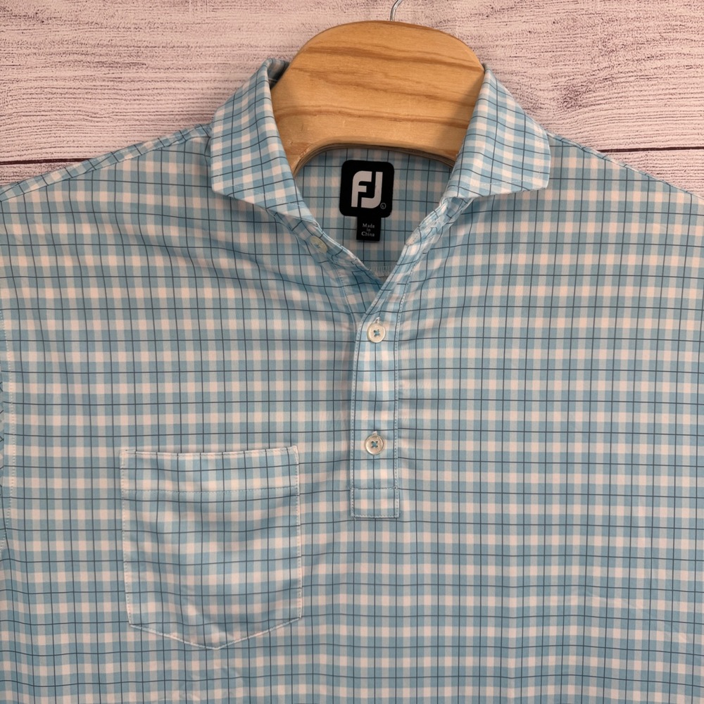 FootJoy Golf‎ Polo Shirt Mens Large Checkered Plaid Short Sleeve Performance